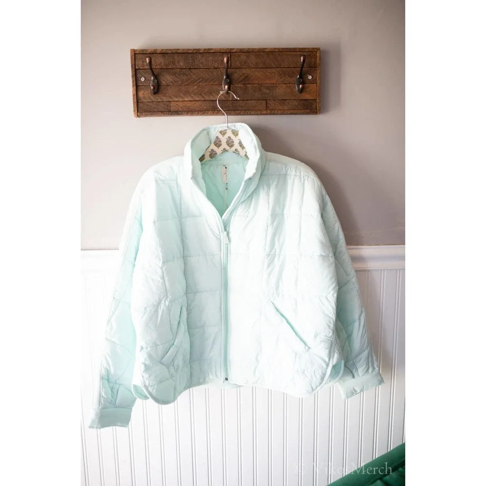 Free People Blue Puffer Jacket with Quilted Design - Picture 3 of 6
